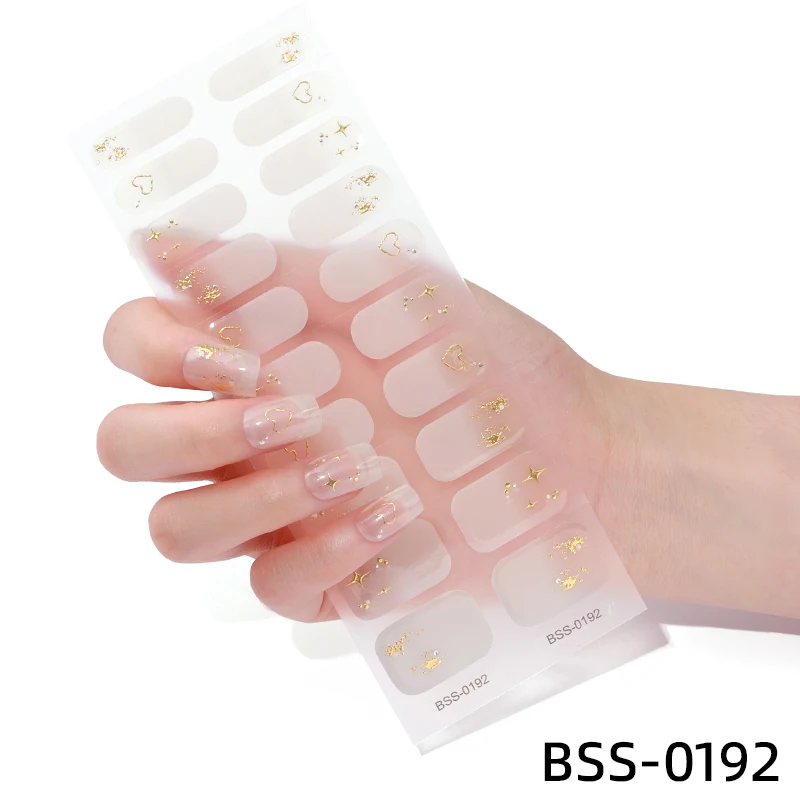 Tiras de uñas de Gel semicuradas, envolturas de Arte de uñas, impermeables, de larga duración, cubierta completa, pegatina artística para la punta del dedo, pegatina de uñas de Gel, lámpara UV necesita