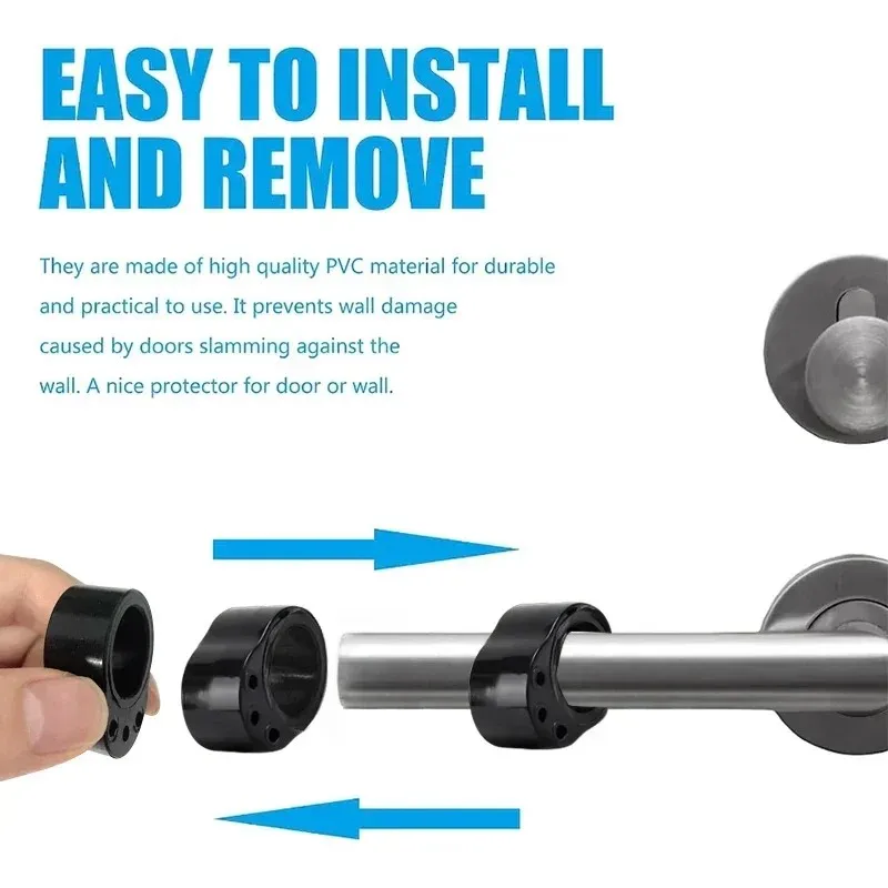 5/10pcs Door Stopper Transparent Silica Gel Door Handle Buffer Wall Protection Doorknob Bumper Walls Furniture Protective（black）