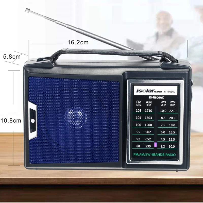 Portable Retro FM AM SW Radio Vintage Full Band Radios with High Power Speaker Retractable Antenna Support DC 3V UM-1*2/AC 220V