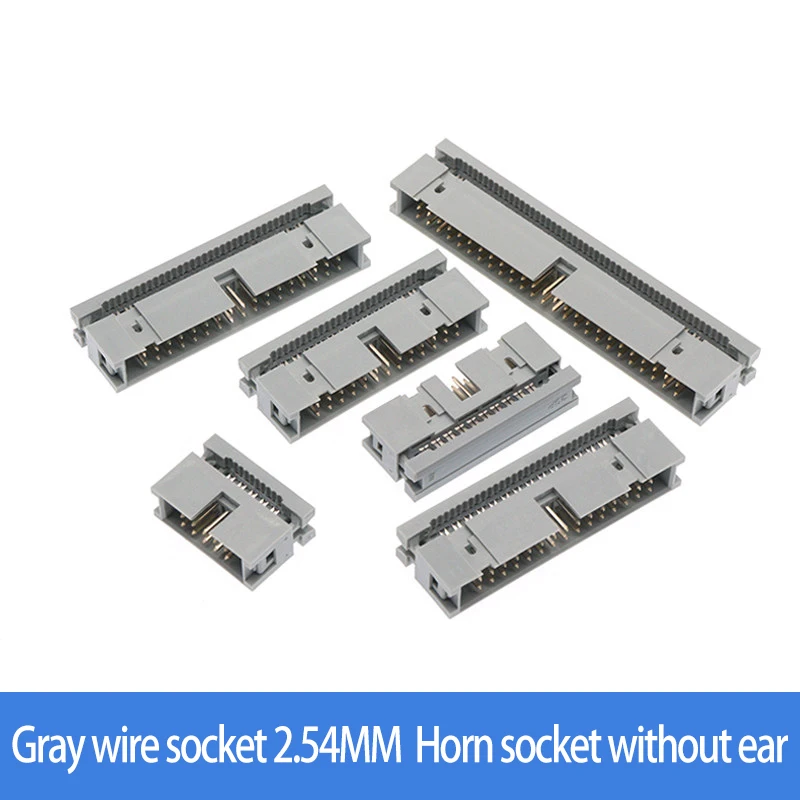 2.54MM Simple horn seat Gray ribbon FC socket Pressure type Earless DC3-10P 14P 16P 40P 50P 64P Terminal block connector