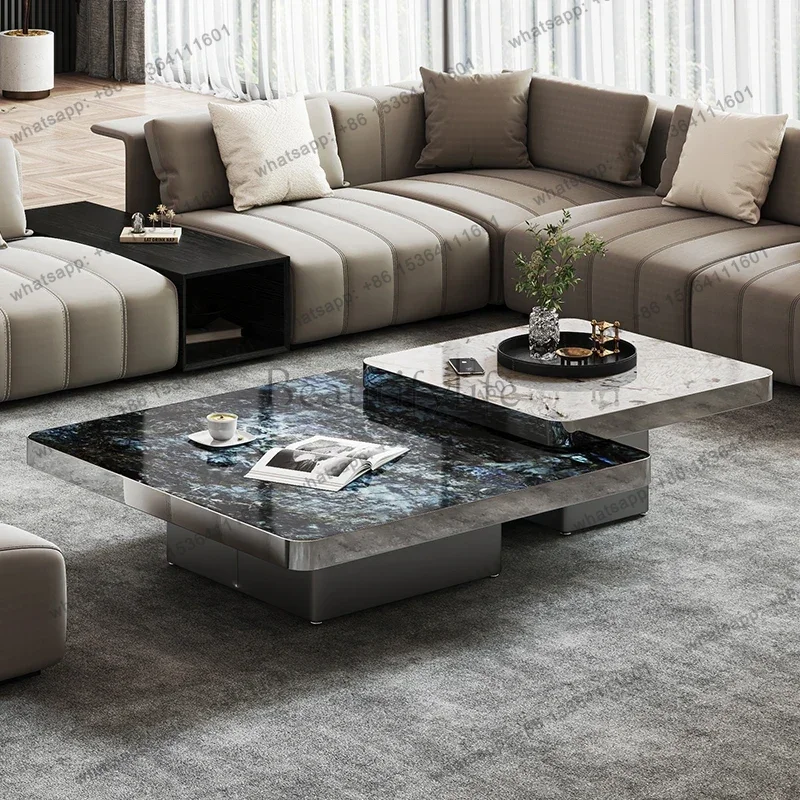 LJY Unique Italian Coffee Table Designer European Marble Center Coffee Table White Minimalist Cute Meuble Salon Furniture Home