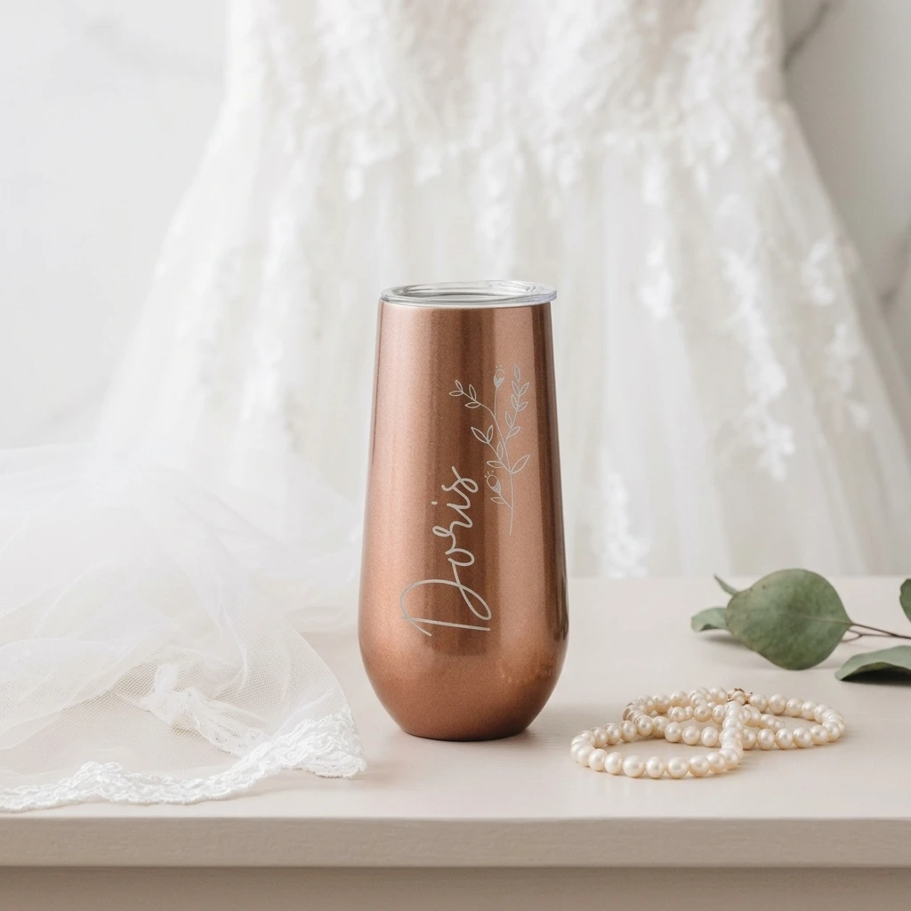 2026 New Birth Flower Champagne Tumbler, 6oz Stainless Steel Wine Cup Custom Name Wedding Bridesmaid Gift,Christmas Gift.