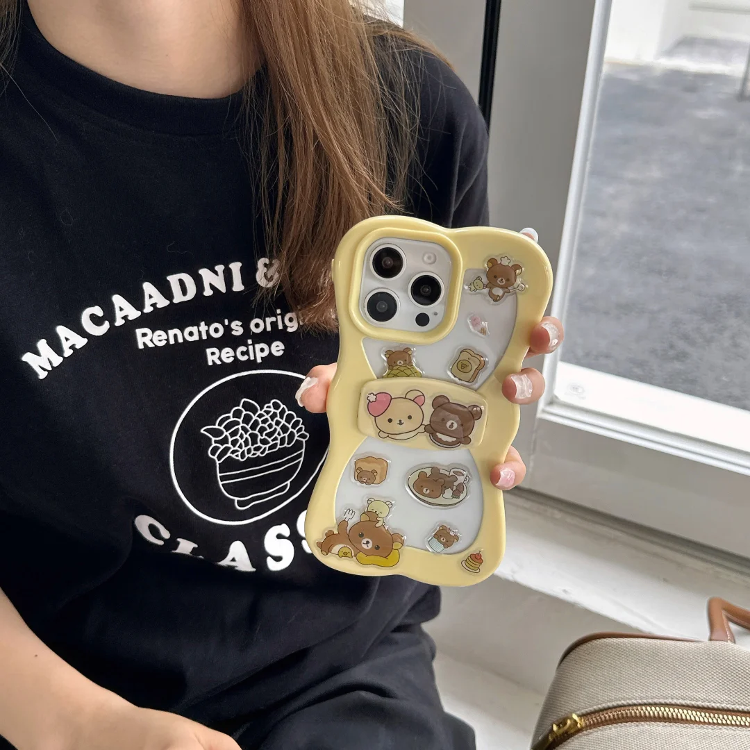 

3D Cartoon Bear Toy Cartoon Camera Wave Phone Case for iPhone 13 14 15 16 Pro Max 13 14 15 16 Pro X XS Plus Capa ﻿﻿﻿﻿