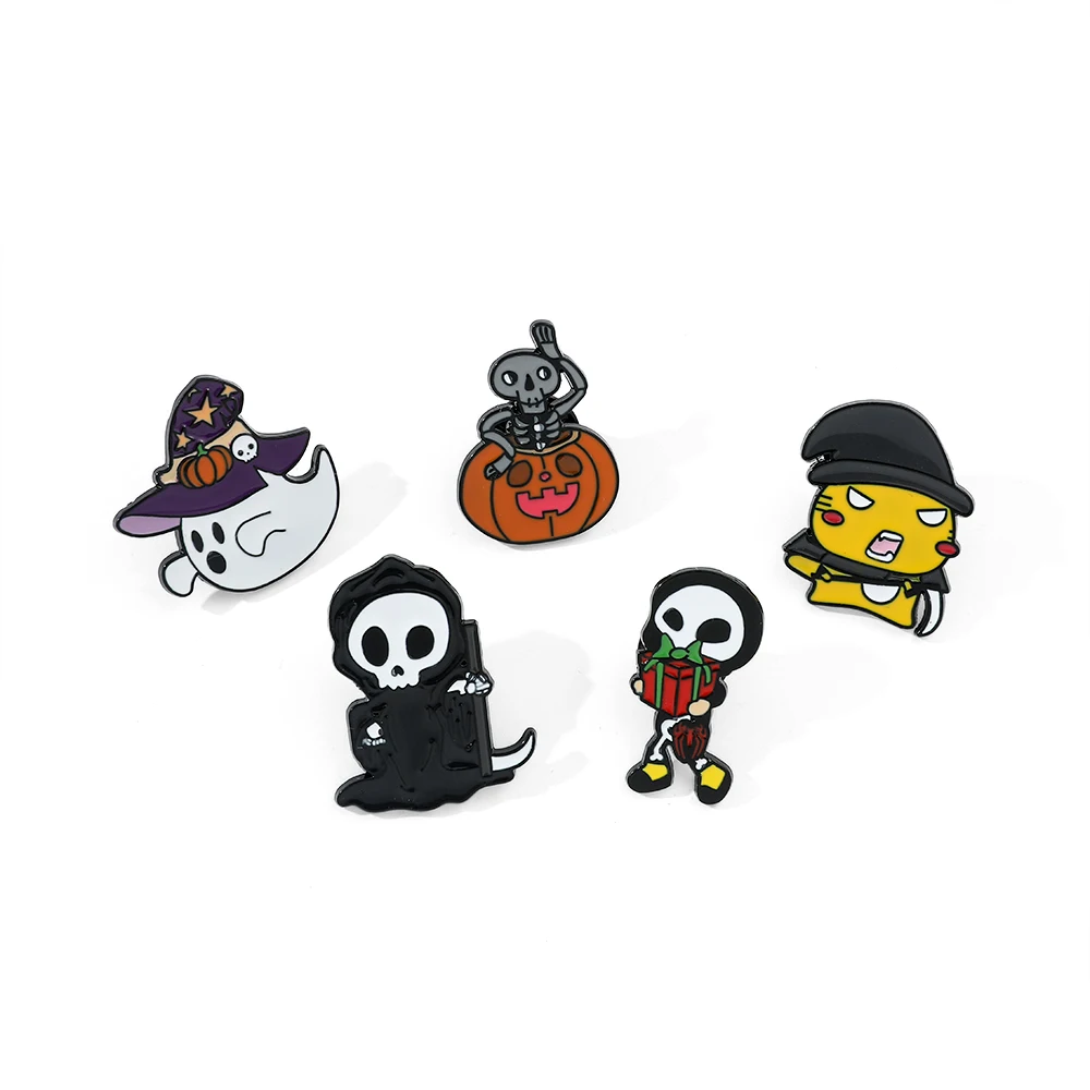 Halloween Cartoon Ghost Enamel Pins Funny Pumpkin Badge Cute Skull Badge Brooch for Jewelry Accessory Gifts for Kids Cosplay