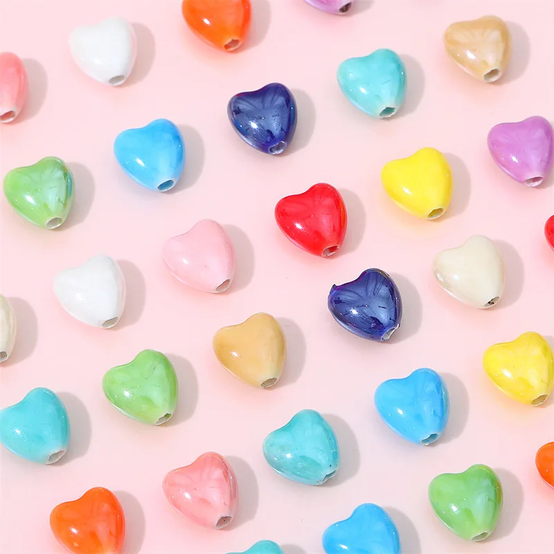 Cute Playful Candy Color Ceramic Heart Beads for Jewelry Making Bracelet Necklace Spacer Bead DIY Supplies Accessories Wholesale