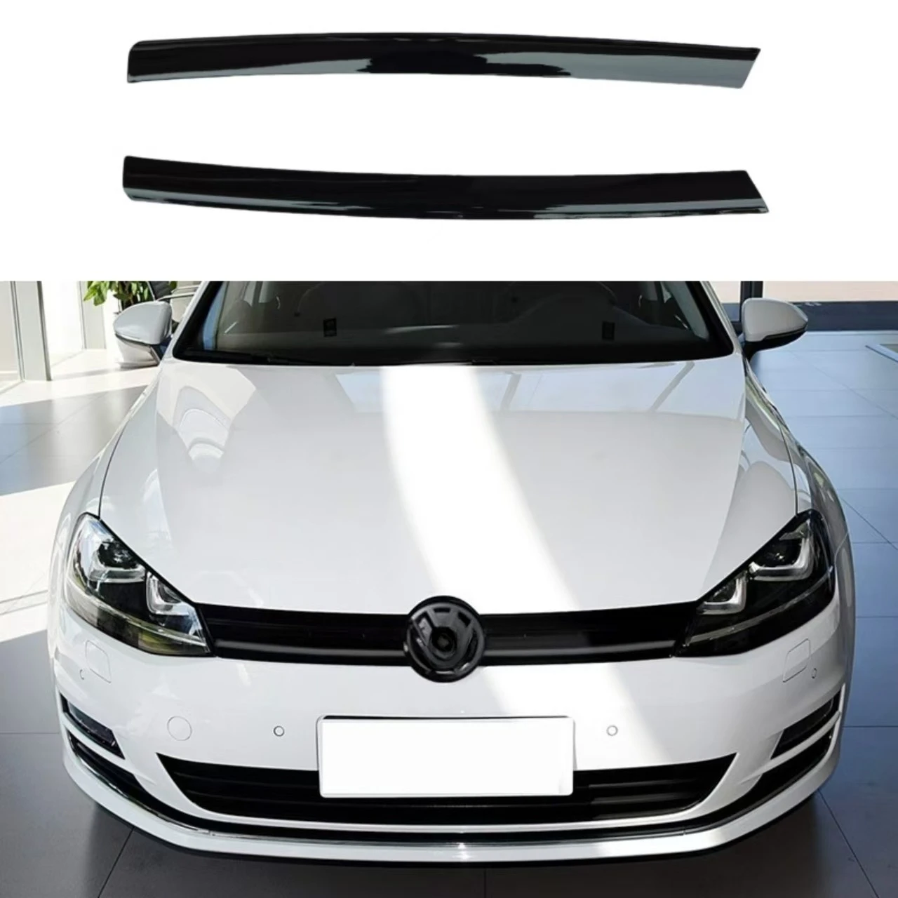 

For Volkswagen Front Bumper Center Grille Moulding Strips Trim Golf 7 MK7 TSI TDI Headlight Eyebrows Cover Body Kits 2013-2017