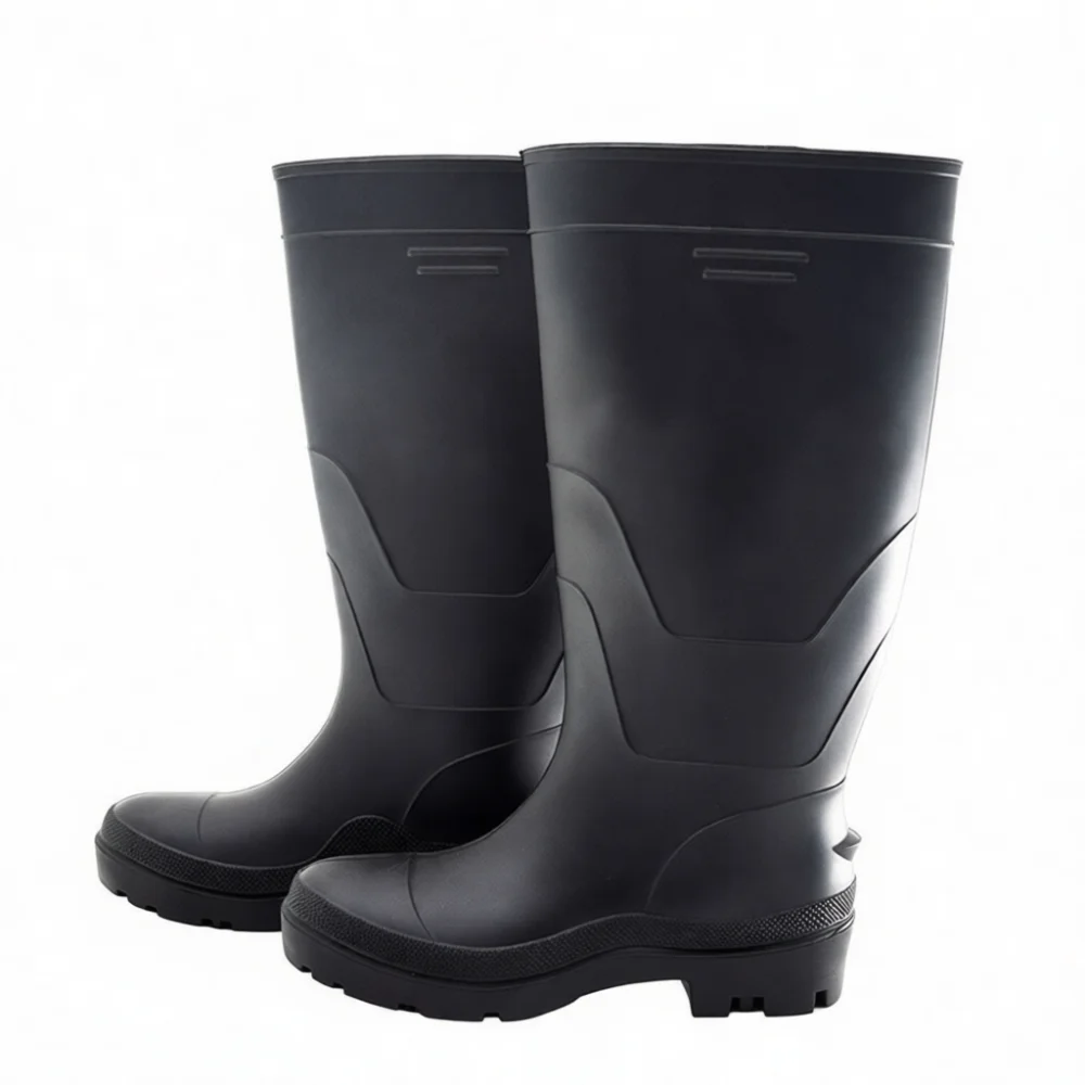 Mens High Tube Rain Boots Slip On Waterproof Work Shoes Heavy Duty Rubber Sole Industrial Safety Footwear For Construction