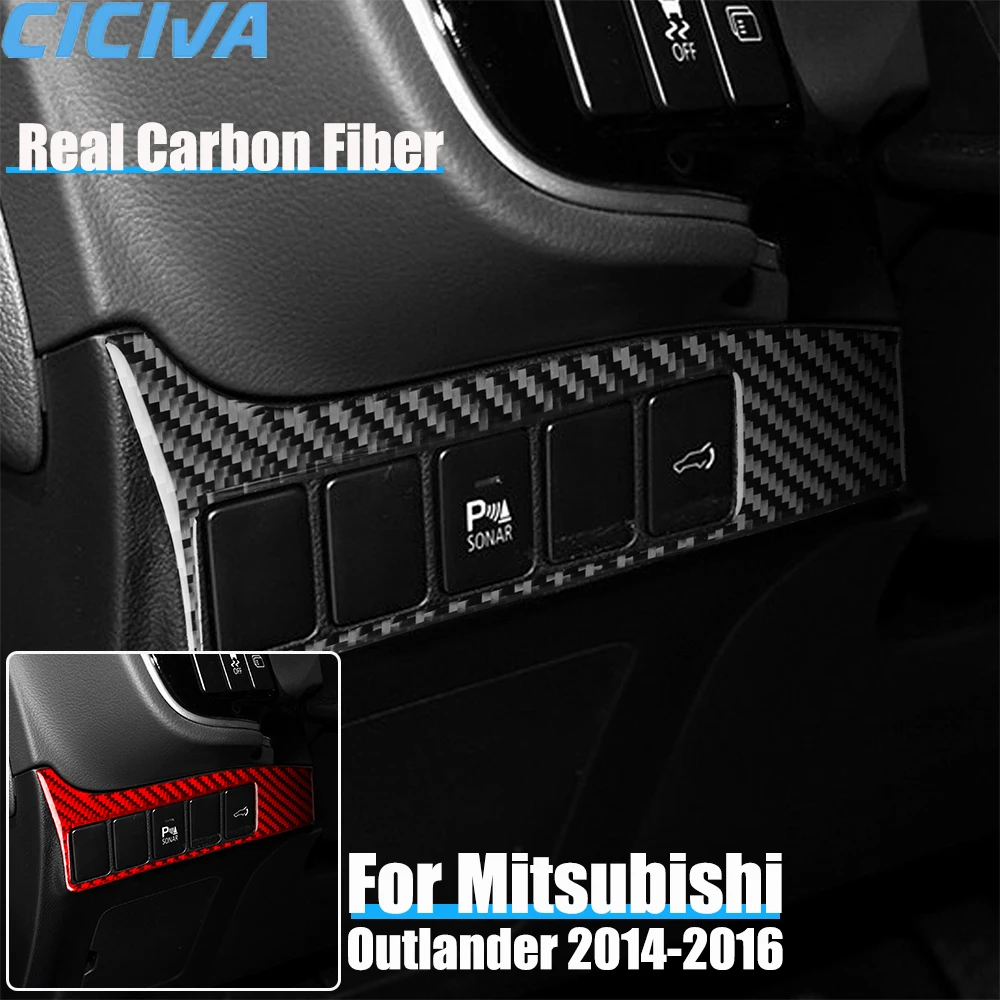 

Real Carbon Fiber Car Accessories Dashboard Headlight Switch Trim Cover Soft Sticker For Mitsubishi Outlander 2014 2015 2016