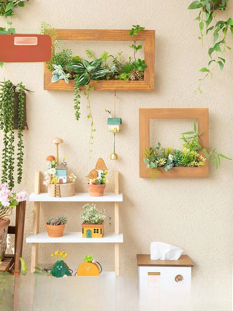 Artificial Plant Wall Decorative Frame Greenery Background Wall Decoration for Kindergarten Living Room Corner Wall Hanging