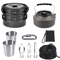 Ultra-light Aluminum Alloy Camping Cookware Utensils Set Outdoor Cooking Teapot Picnic Tableware Kettle Pot Frying Pan Supplies