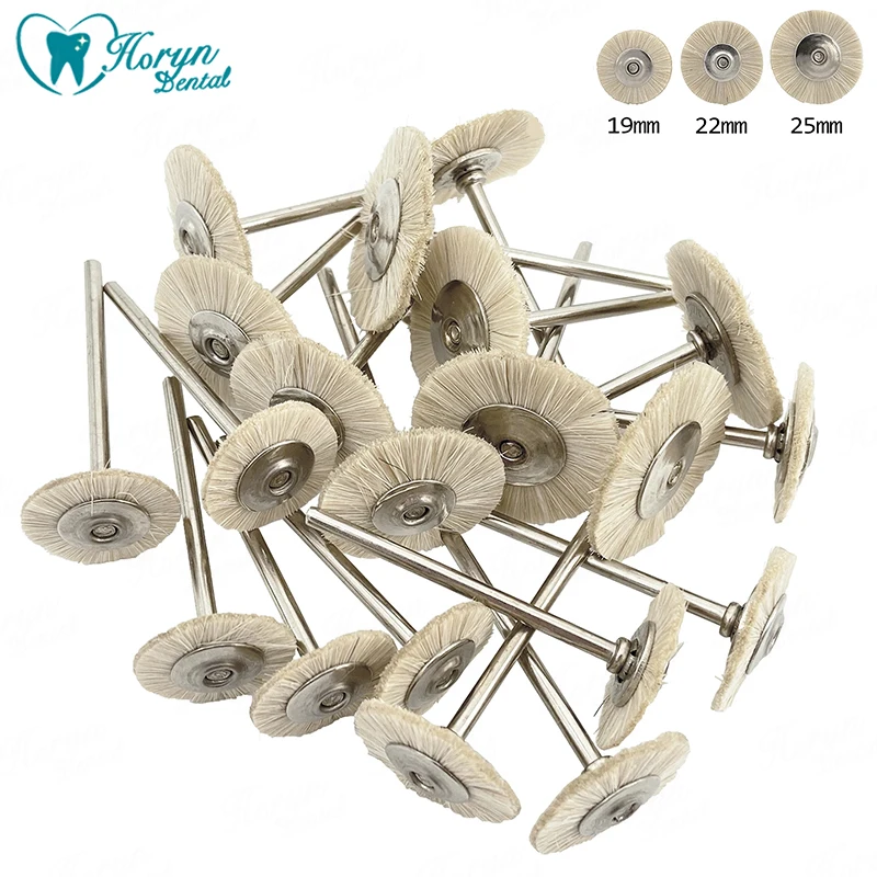 

10Pcs/Bag 2.35mm Polishing Brush Wheel Dental Laboratory Lab Materials Soft White Goat Hair Rotary Tools Low Speed HP Shank Buff