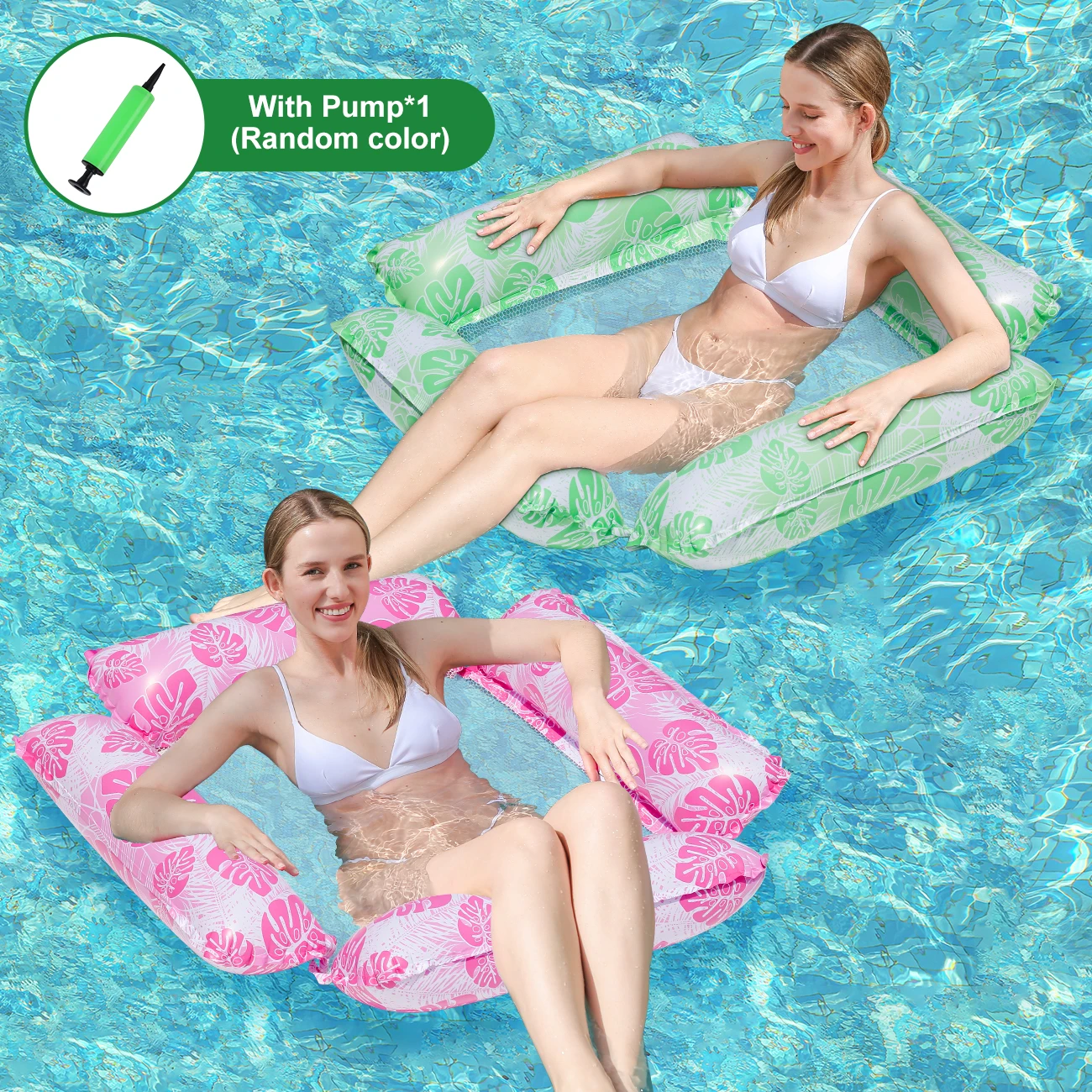 

1PC 4-Tube Inflatable Hammock (with Hand Pump) + Fun Beach Floating Mat – Lightweight Summer Gear for Pool, Lake or Beach