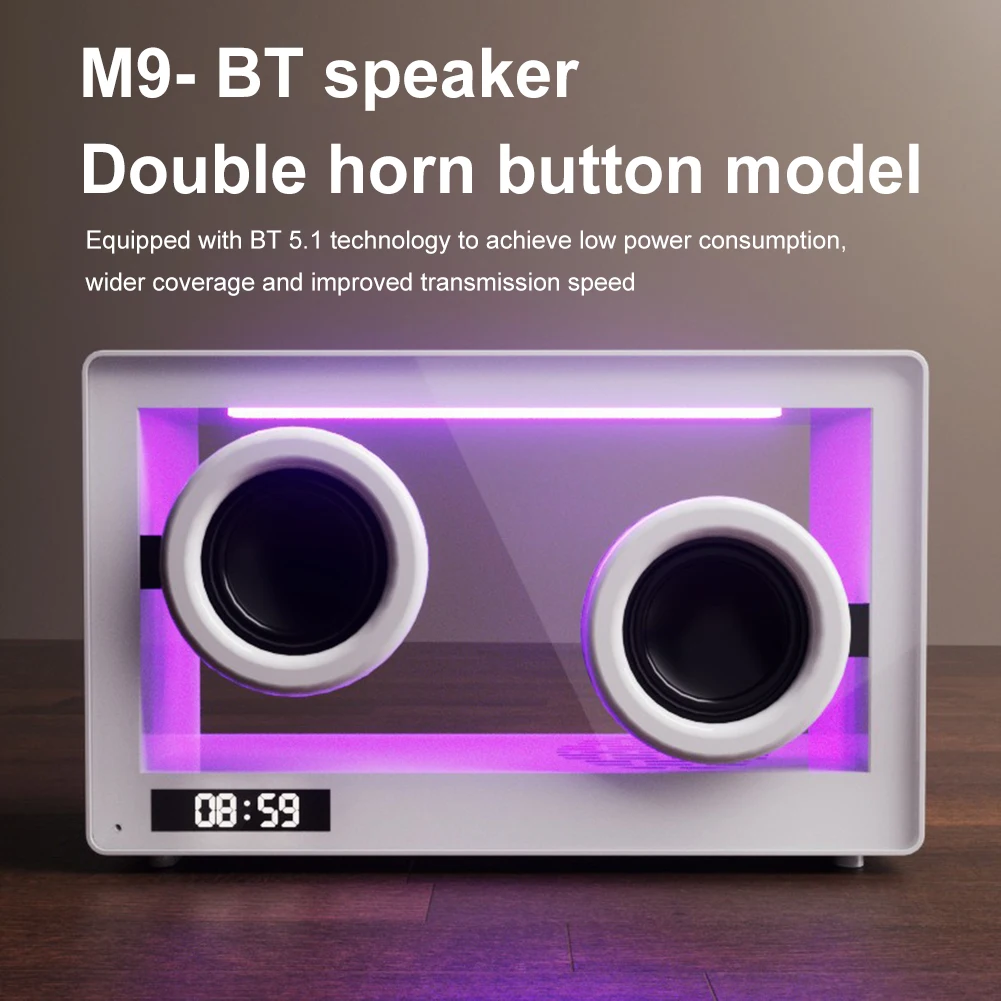 Wireless Transparent Speakers Support TF Card Portable Bluetooth-Compatible Speaker HIFI Soundbar Ambient Light Home Decoration