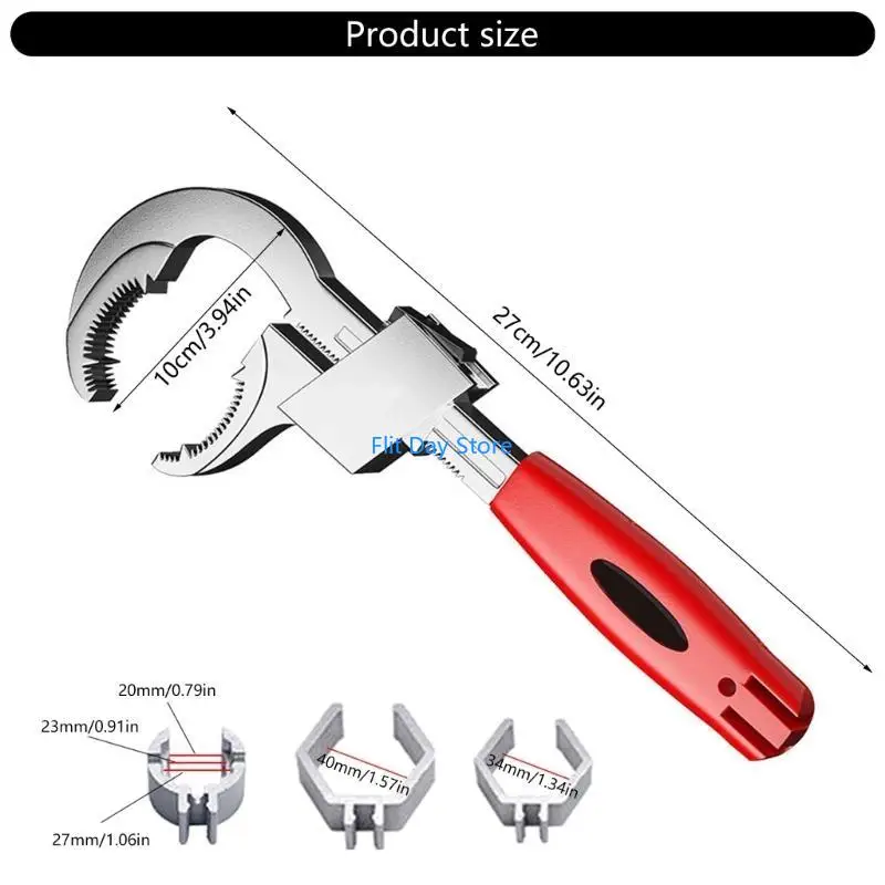 F92C Adjustable Faucet Wrench for Tight Space Under Sink Wrench Faucet Tool Multifunctional Sink Plumbers Wrench for Bathroom
