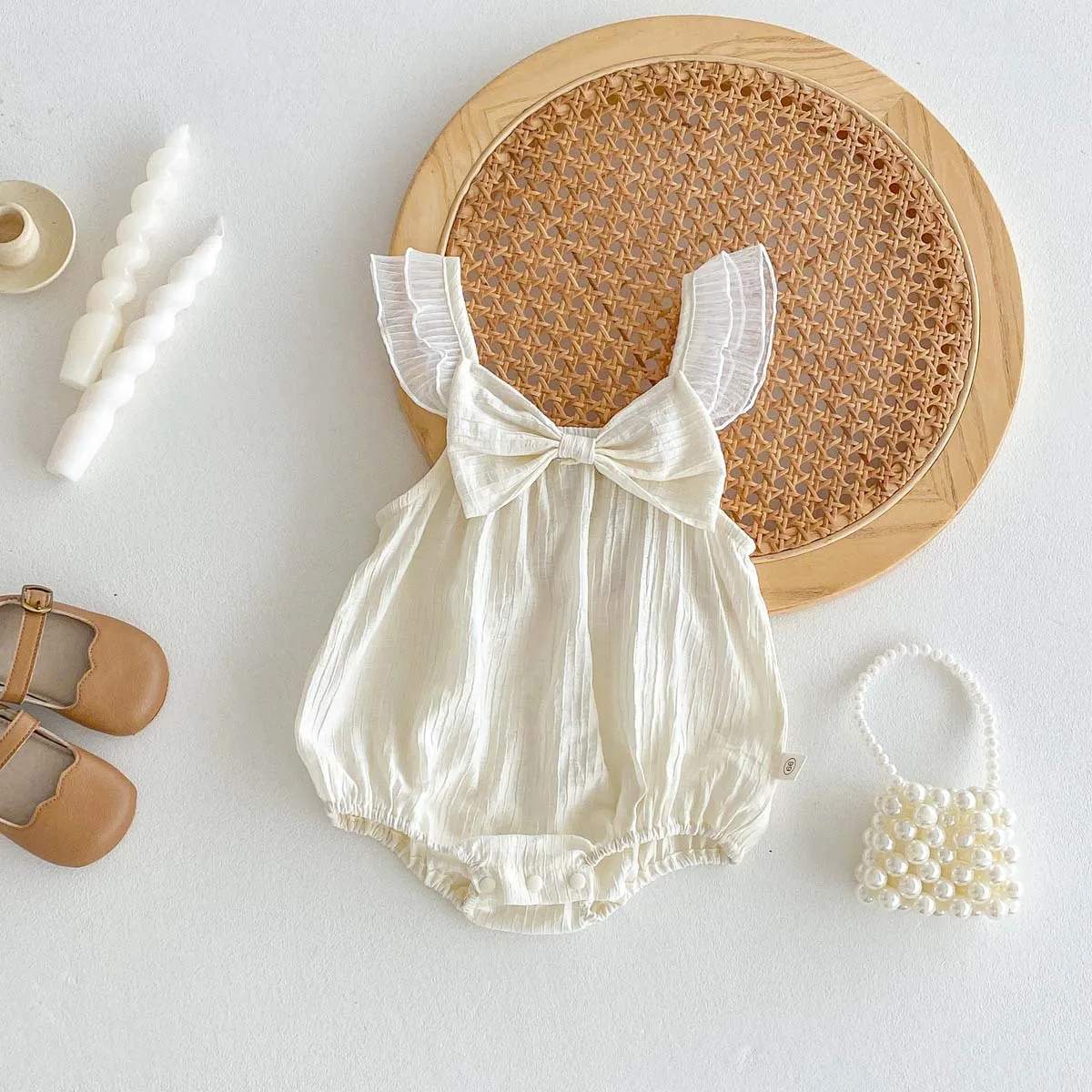 Baby Clothes Summer Style Bag Fart Clothes for Baby Girls Princess Style Western Style Lace Lace Lace Suspender Bow Jumpsuit