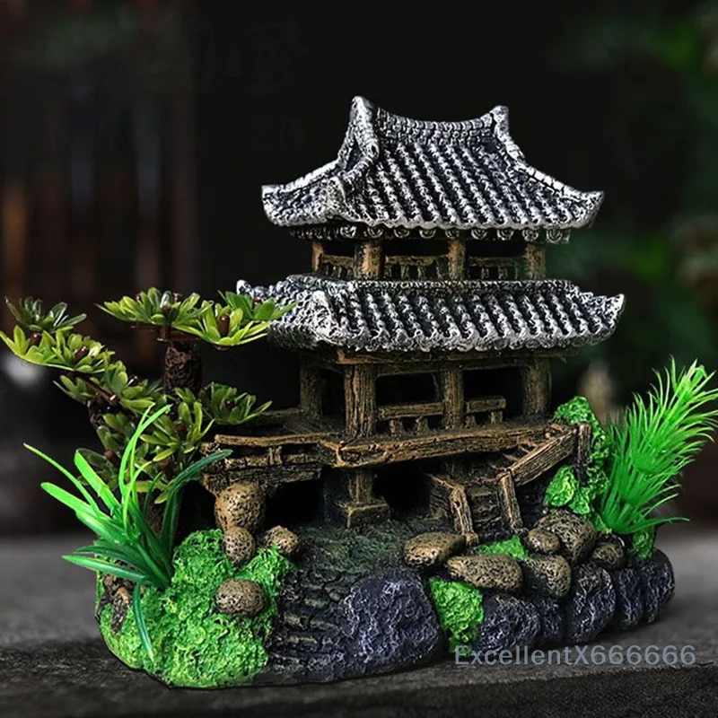 

Simulation Decoration Fish Tank Ornament Ornament Resin Aquarium Ornament Fish Tank Landscape House Model Aquarium Ornament