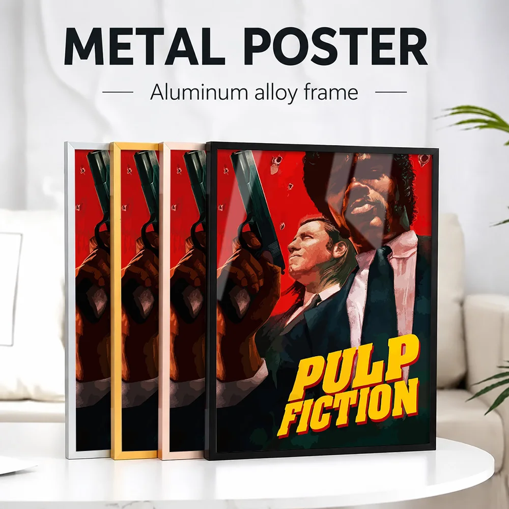 Pulp Fiction Movie Metal Poster With Aluminum Alloy Frame Personalized Photo Bold Character Style Wall Art For Lounge Fan Gift