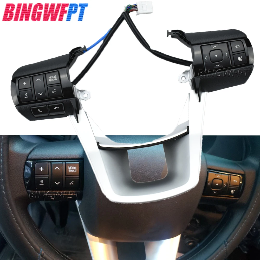 

Кнопки для стайлинга автомобиля для Toyota Hilux Revo Rocco Fortuner 2015-2020, многофункциональные кнопки управления на рулевом колесе, переключатели