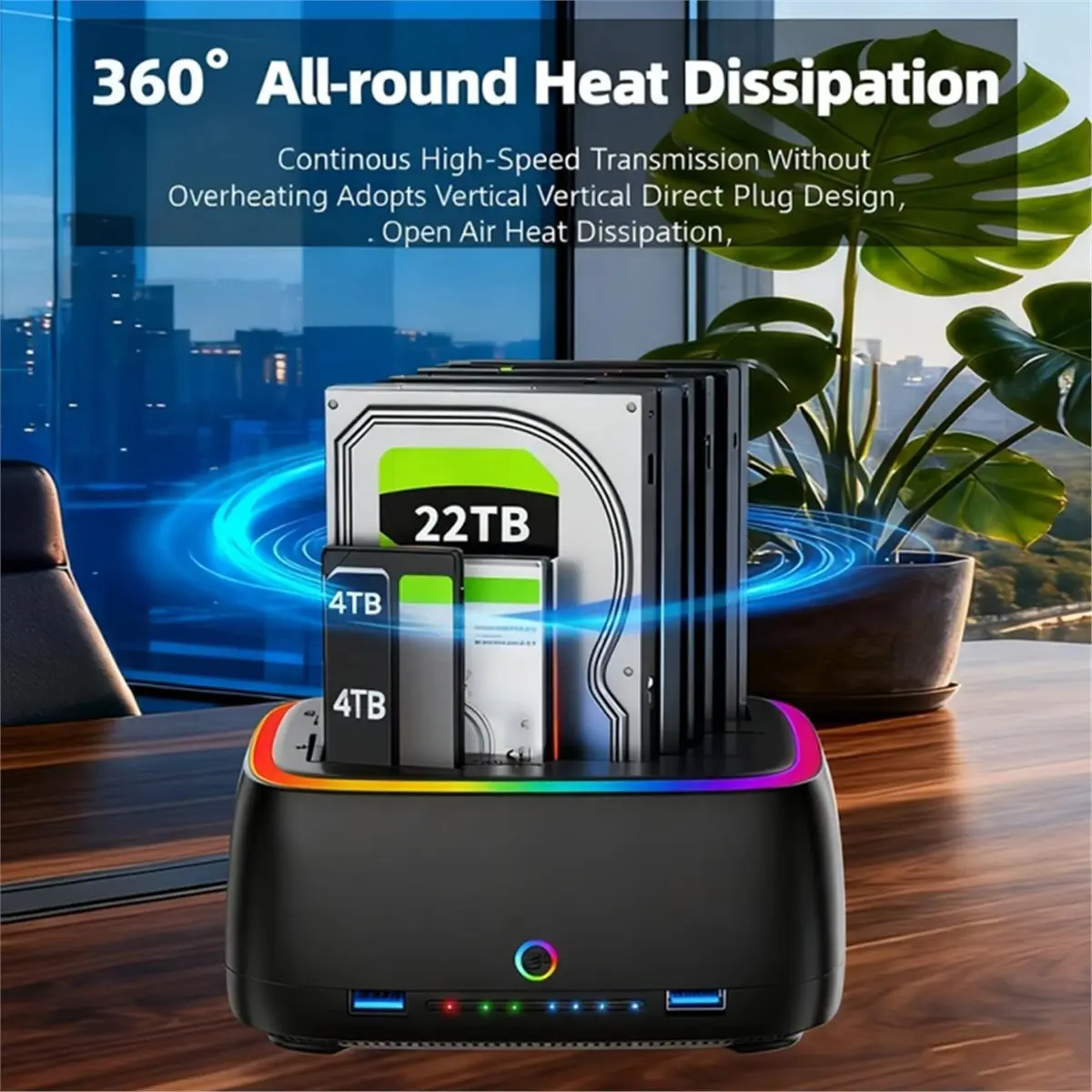 A40I  Dual-Bay Hard Drive Station USB3.0 5Gbps SATA HDD Docking Station 2.5/3.5in HDD/SSD Offline Clone Enclosure (EU)