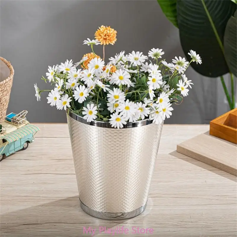 Multipurpose Metal Garbage Can Plant Holder Elegant Solution for Waste Management and Gardening Enthusiasts