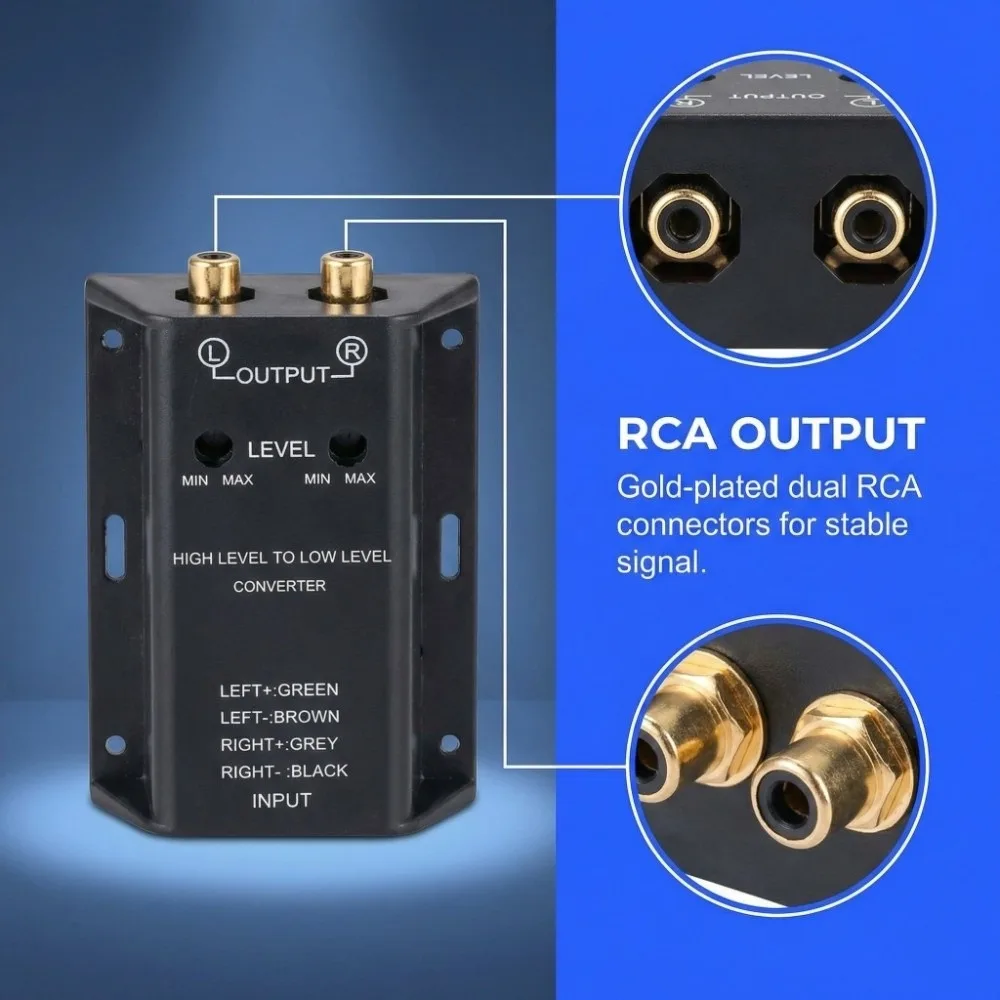 Universal Audio Converter Stable Easy Install Line Output Converter Durable High To Low Speaker Car Modification