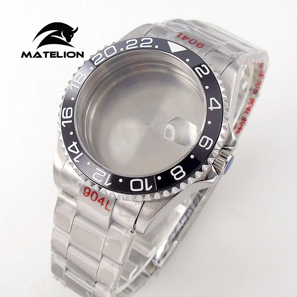 Matelion 20ATM Dive 40 mm SUB-Gehäuse, passend für NH35 NH34 GMT ETA 2824 PT5000 Uhrengehäuse, Stahlarmband, Saphirglas, 120 Klicks, Schiebeschnalle 6