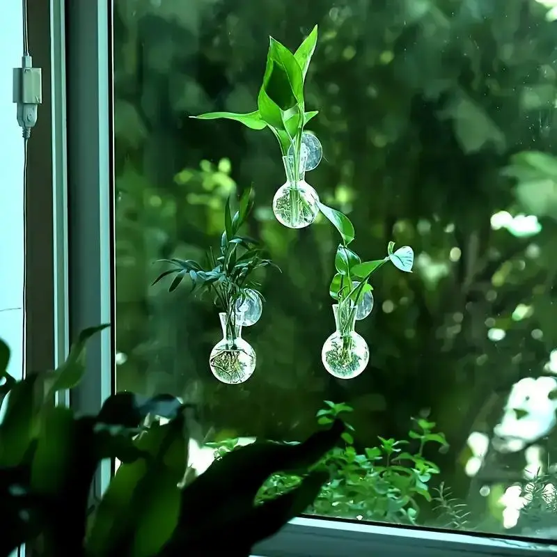 2/3/4Pcs Mini Wall Mounted Plant Propagation Bottles Hanging Vases Round Vases For Home Decoration Hydroponic Plant Stem Bottles