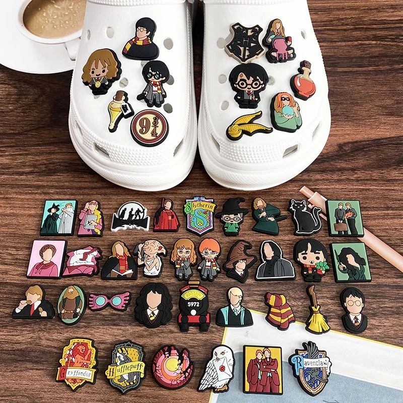 17-45Pcs Cartoon Shoe Charms Accessories Harry Potter Shoes Decoration Clog Sandal Buckle DIY Kids Party Gifts view 2