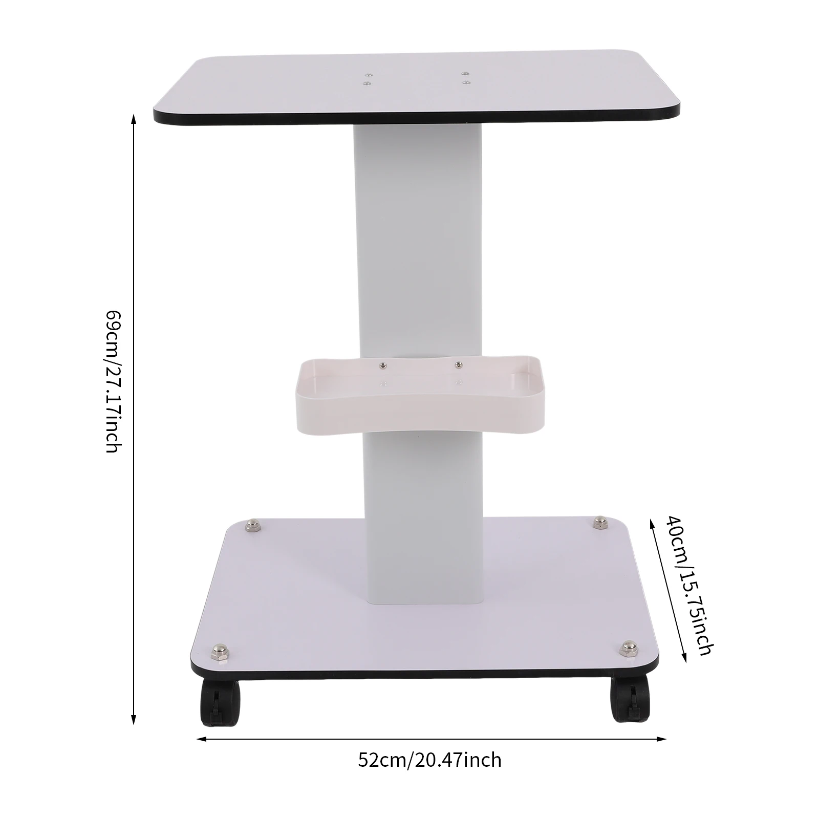 عربة بيضاء عربة طاولة كبيرة لمطياف عربة دوارة متنقلة رف سبا حامل صينية التجميل