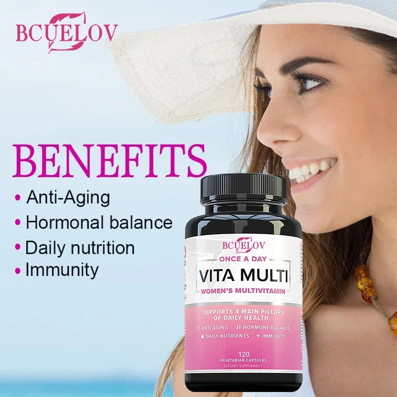 Daily Multivitamin for Women, Containing Iron, Folic Acid, Biotin, Calcium, Can Relieve Anxiety and Stress, Anti-aging, Immunity