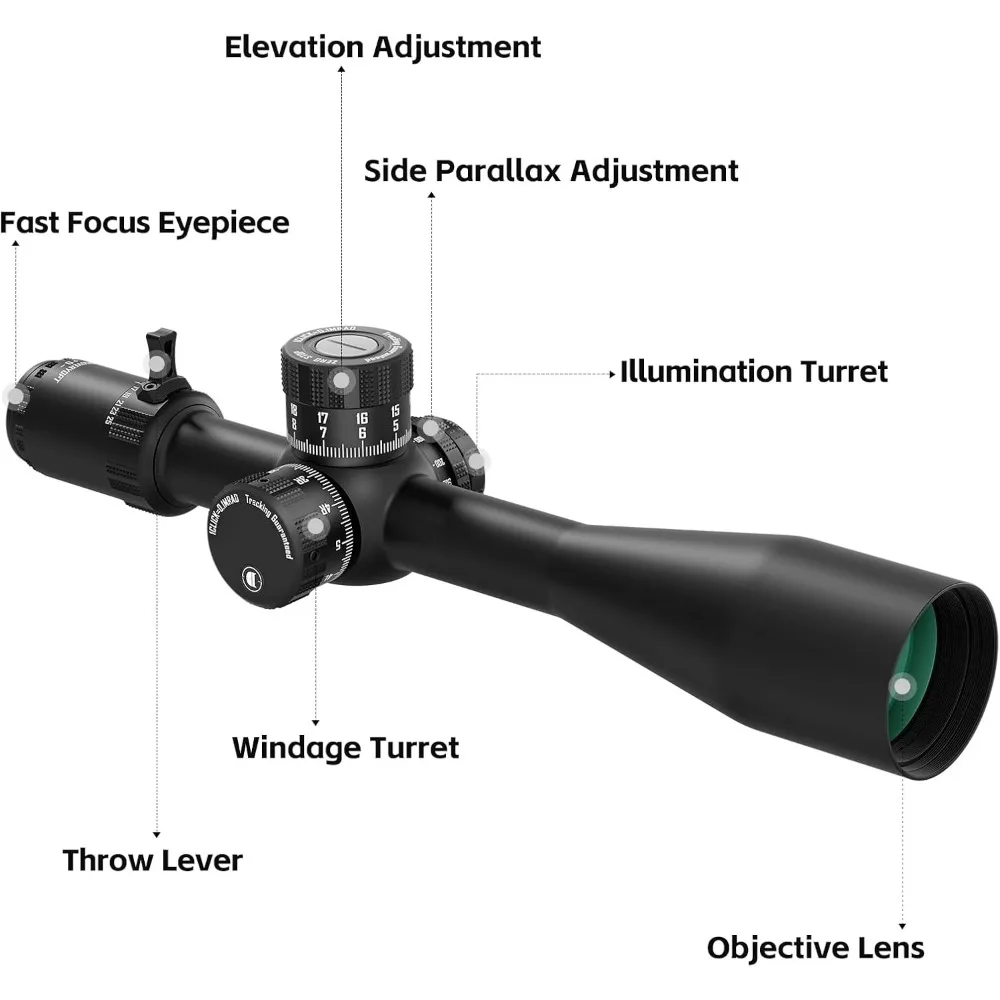 Optyka ED GEN-II 5-25x56mm PRS Luneta celownicza FFP 0.1 MRAD Podświetlana siatka z rurką Zero Stop 34mm