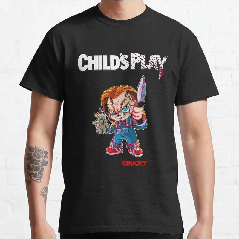 Chucky Child's Play Graphic T-Shirt Killer Doll Unisex Tee 0126 Cotton Short Sleeve Cult Slasher Horror Halloween Casual Tops