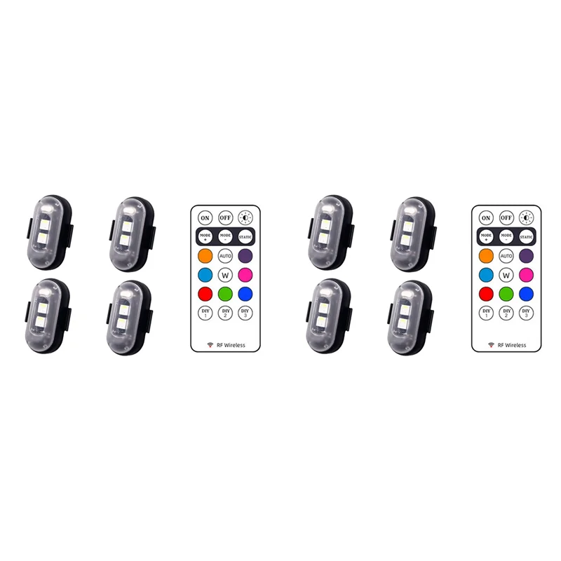 8 قطعة دراجة نارية LED تحذير ضوء العالمي مصباح إشارة صغير الطائرة بدون طيار مع تحكم ضوء إحترافي 8 مؤشر اللون-PZZW