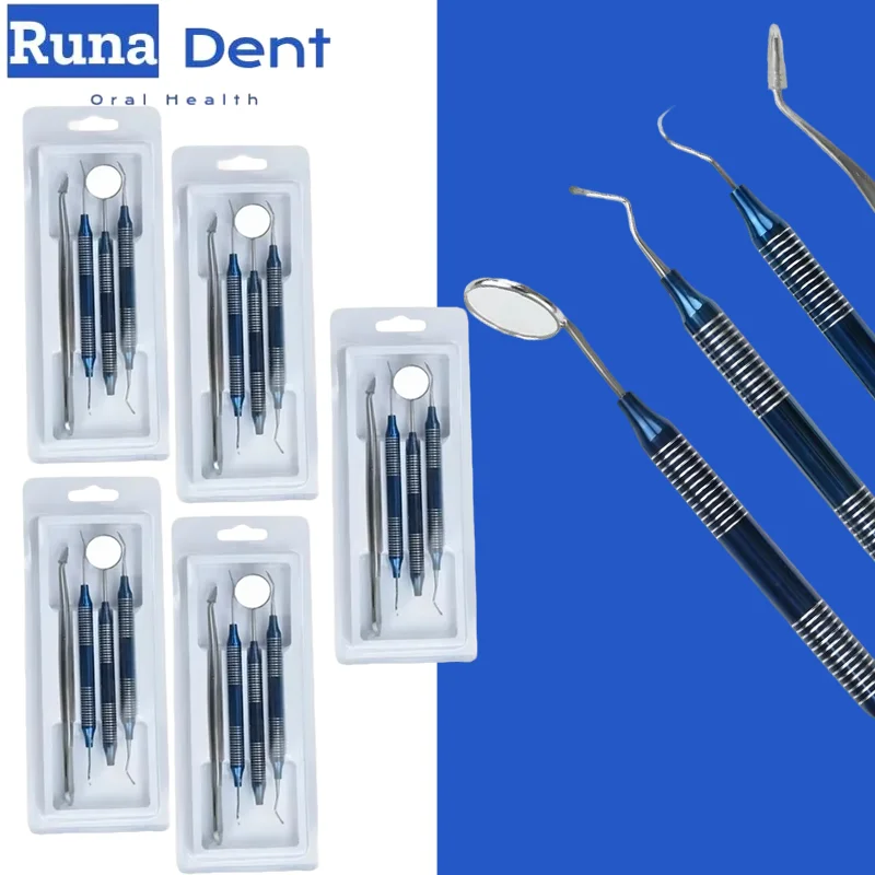 5Set Dental Teeth Cleaning Kit Scaler Scraper Tartar Plaque Remover Calculus Oral Care Dentist Hygiene Tools
