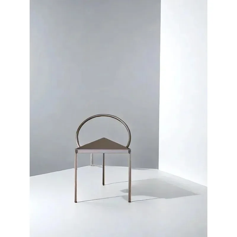 Modern Simple Celebrity Triangle Metal Circle Stool Indoor Art Dining Chair Personality B&B Creative Iron Furniture