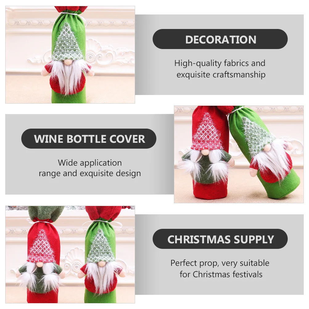 1 قطعة غطاء زجاجة نبيذ عيد الميلاد عطلة كم الزخرفية قابل للغسل حقيبة زجاجات زخرفة الحفلات مهرجان الديكور المطبخ بار #1