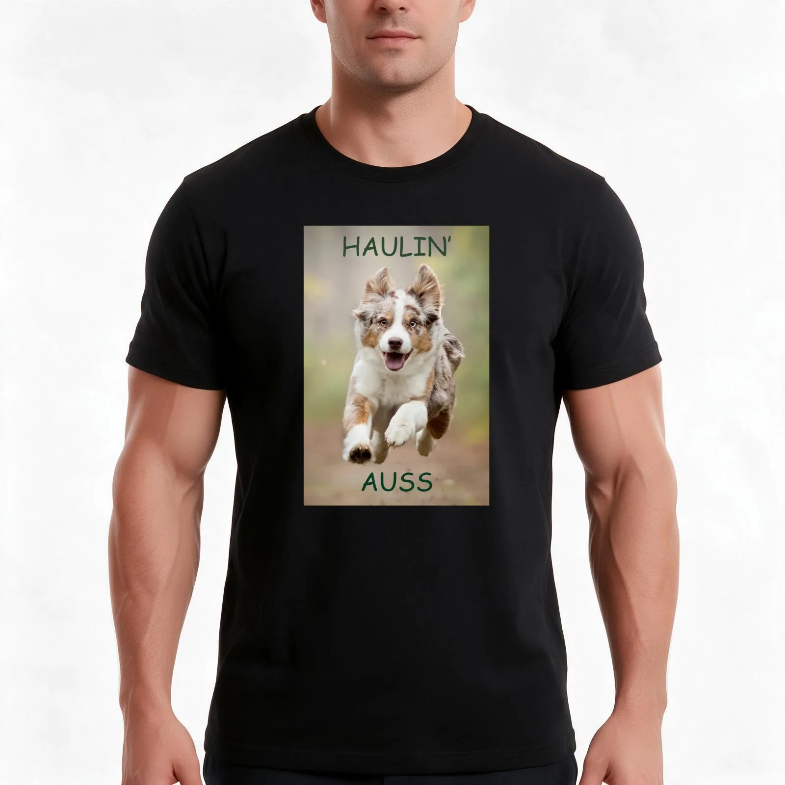 Haulin Auss - Australian Shepherd T-Shirt, Summer Casual Cotton Tee, Oversized Streetwear Tops, Vintage Graphic Print