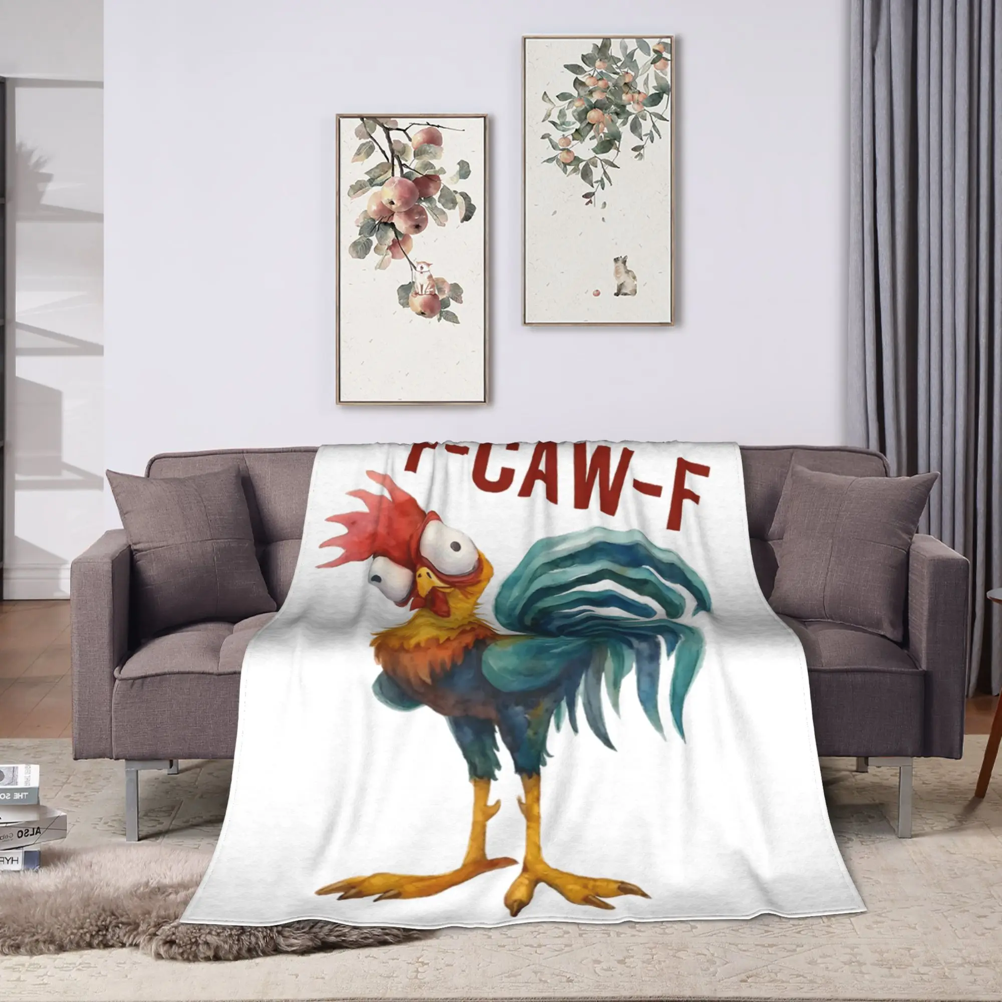 Warm Soft Blanket Girls Boys Picnic F-Caw-F Chicken Cartoon Bedding Throws Flannel Bedspread For Living Room Sofa Bed Cover