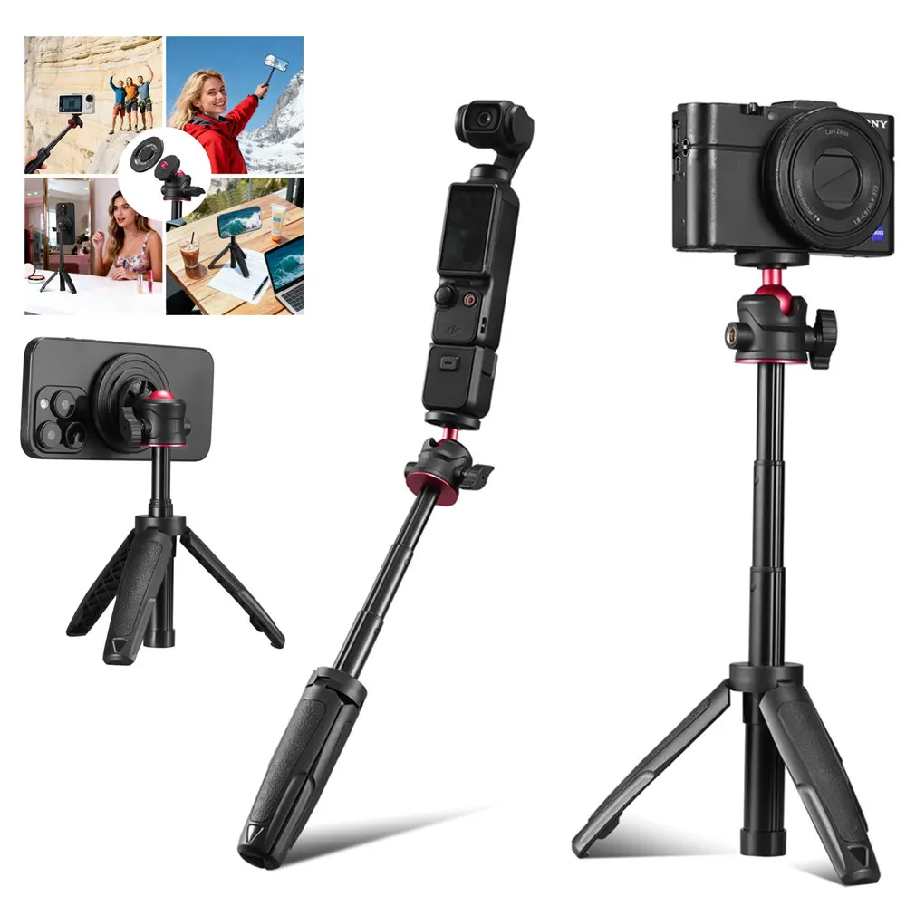 حامل ثلاثي عصا سيلفي مغناطيسية 2026 لكاميرا DJI Pocket 3 /DSLR/IPhone حامل هاتف أندرويد مع رأس كروي 1/4 بوصة 360 دوارة #1