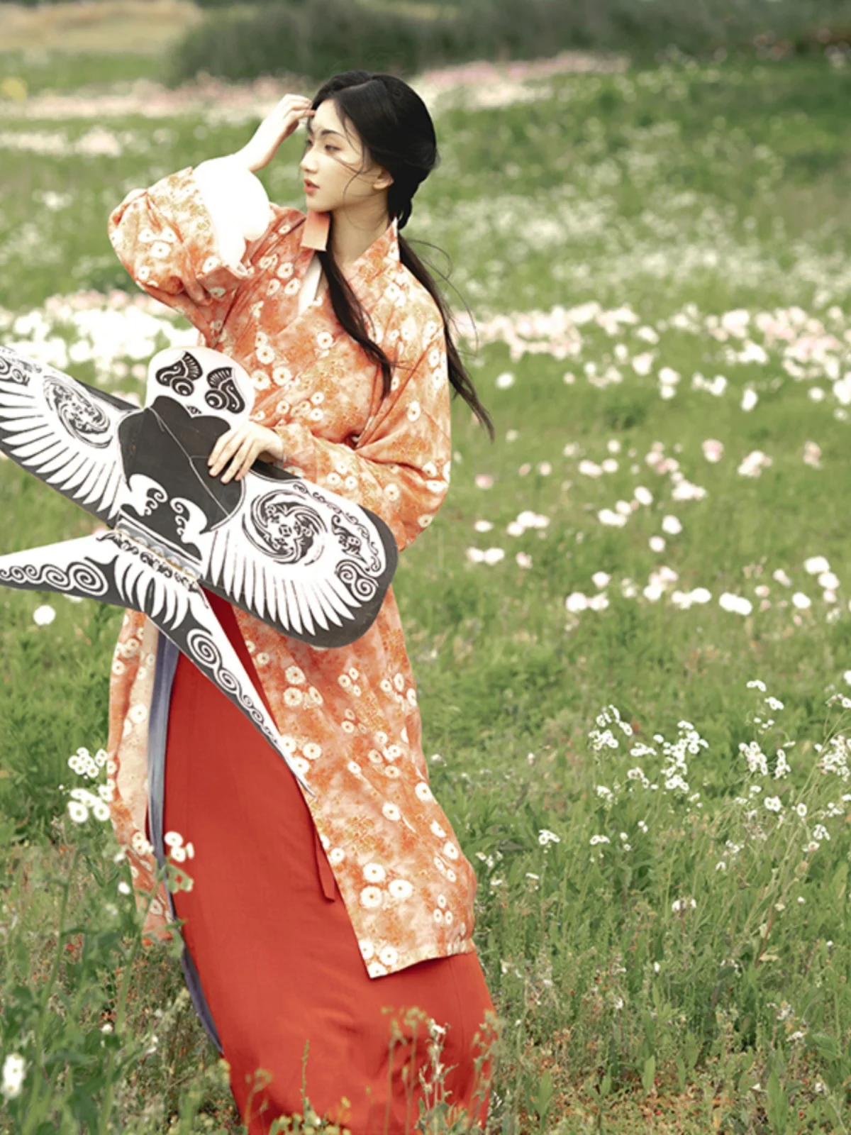 

angyunle Peach Blossom Tiving Pure Color Hanfu Straight Skirt Original Design Daily Spring Autumn Chinese Sle Women's C...