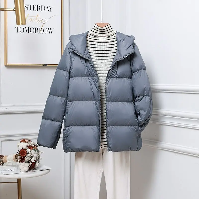 Lichtgewicht Witte Eend Donsjack Vrouwen Capuchon Slim Fit Puffer Puffer Jas Vrouw Winter Mode Bovenkleding Mohamedто Anderson JK-069