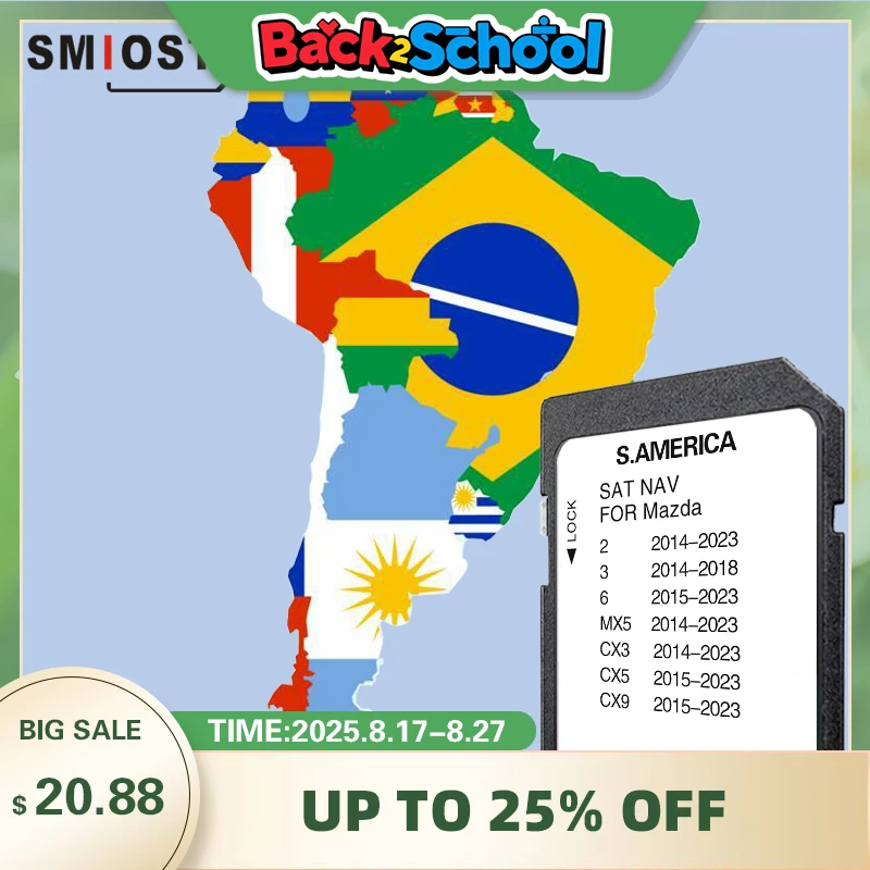 

Sat Navi 2023 South America Maps SD GPS Card with Connect1 System SD Card for Mazda 2/3/6/MX5/CX5/CX9 Car Navigation