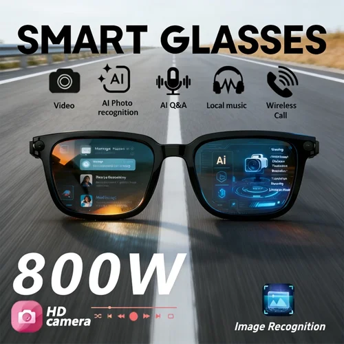 Imagen 1 del producto Gafas Inteligentes con IA 2026, Cámara de 800W, Fotos HD, Video, Llamadas de Voz, Traducción, Resistentes al Agua, Bluetooth, para Motocicleta