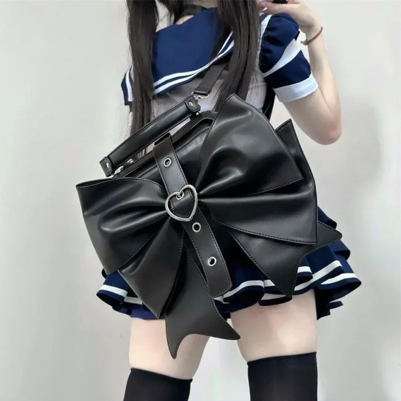 Y2K Bow Tote Bag Itabag Sweet Kawaii Shoulder Bag Handbag High Capacity Student Girl High Street Tote Bag Cute Backpack Handbag