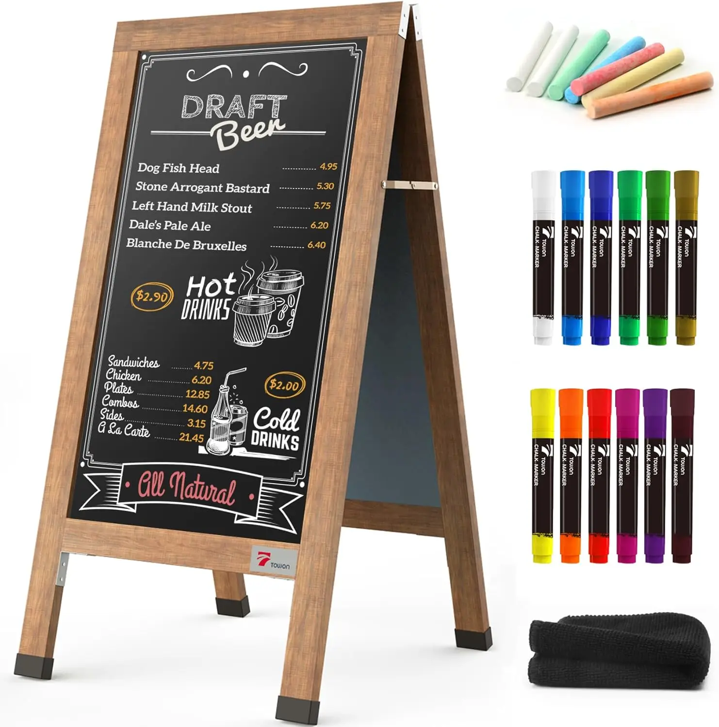 

Large 40x20 Inch Wooden A-Frame Chalkboard Sign, Rustic Outdoor Display Board for Cafe Restaurant Wedding