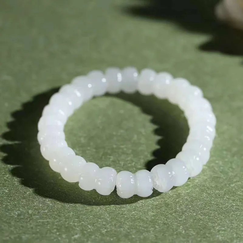 Natural Hetian Jade Qinghai Old Material Double Bracelet Women