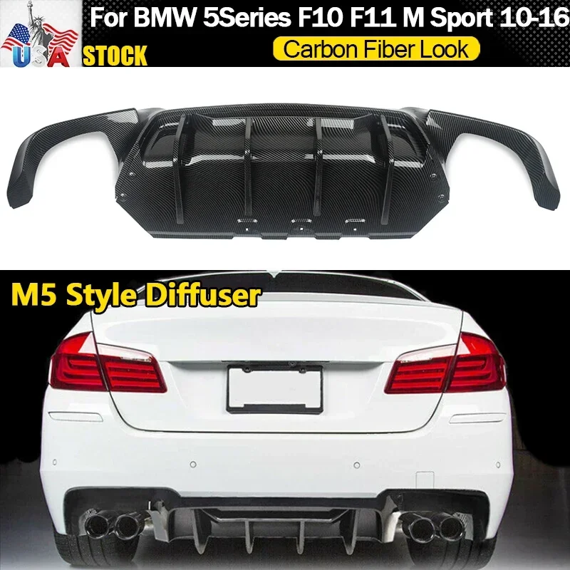 

MagicKit CARBON LOOK For BMW F10 M Sport 2011-2016 Bumper Rear Quad Diffuser Lip M5 Style