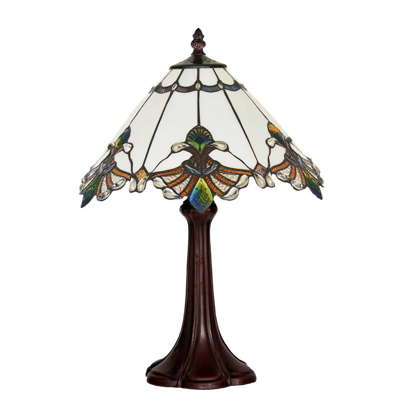 

13 inches, white, umbrella shape, glass, living room, study, bedroom, bedside, desk lamp