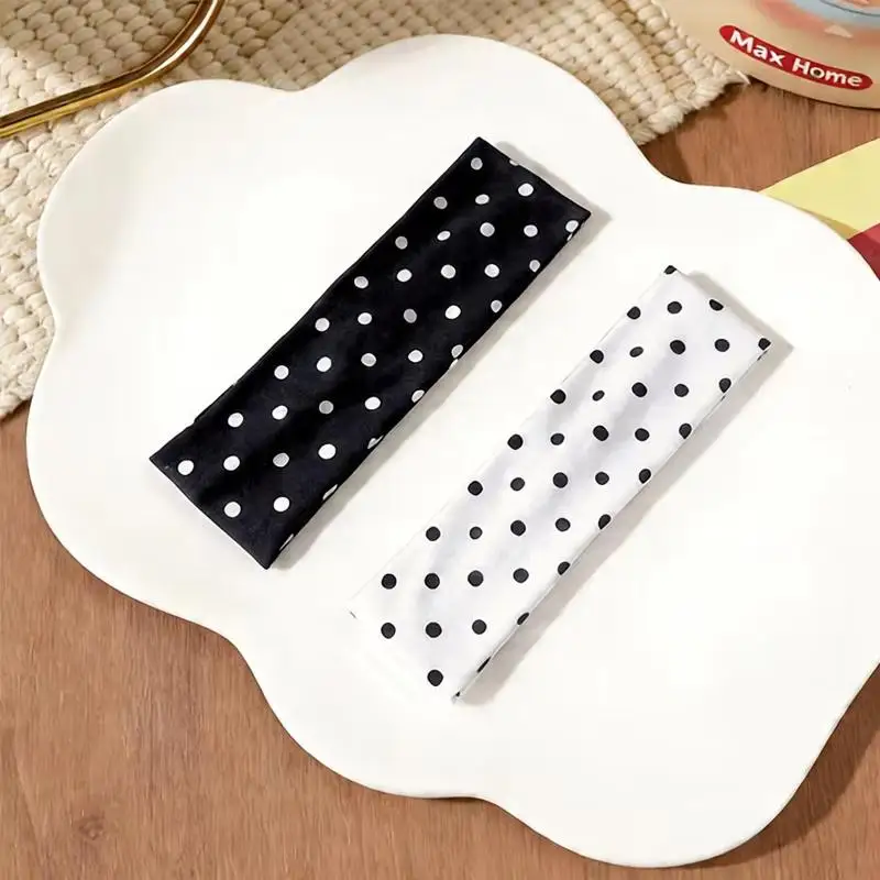 New 2/6Pcs Retro Polka Dot Fabric Wide Hairband For Women Elegant Outdoor Wear Girls Sporty Yoga Headband