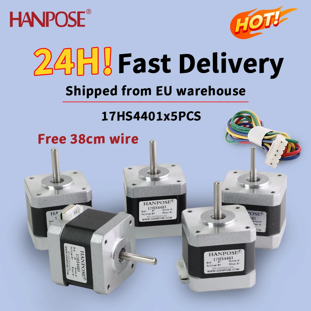 Moteur pas à pas NEMA17 1,5A 40N.cm à 4 fils non captifs pour imprimante 3D et machine CNC 17HS4401 x5PCS